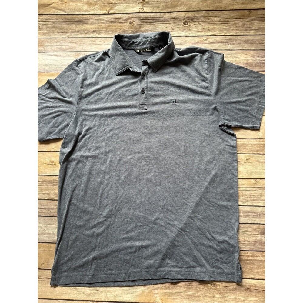 Travis Mathew Polo Shirt Mens Large Light Blue Short Sleeve Casual Golf Stripe